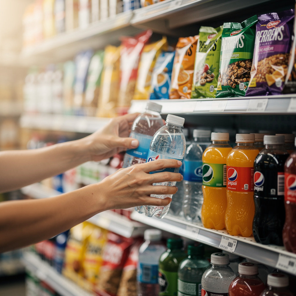 SD Mart's well-stocked shelves featuring snacks, beverages, and quick grocery essentials in Gaslamp Quarter, San Diego